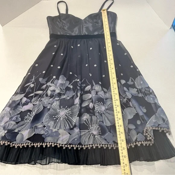 Rebecca Taylor Blue Floral Mini Dress Size 4 - Picture 5 of 14